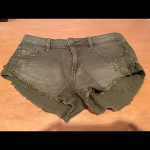 Free People Army Green Jean Shorts